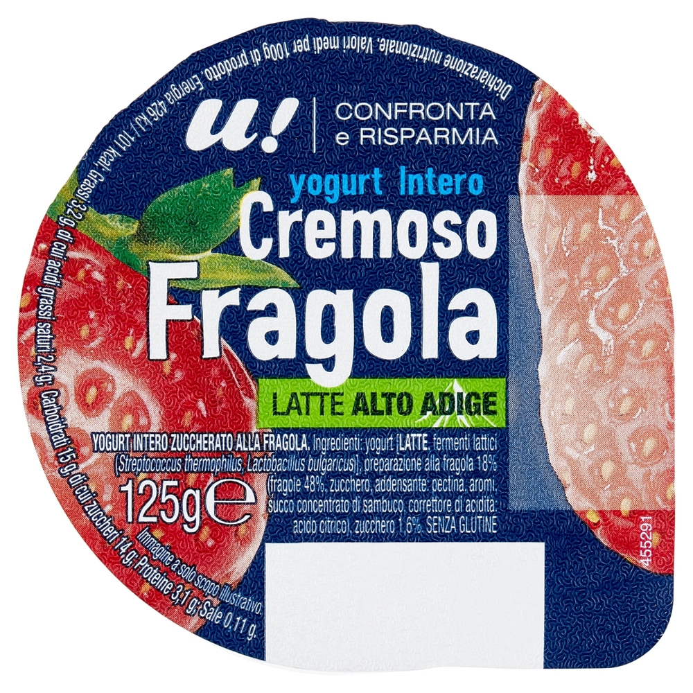 Yogurt Intero Cremoso Fragola, 125 g